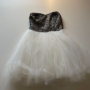Half black and white cupcake dress, with black sequins on top!